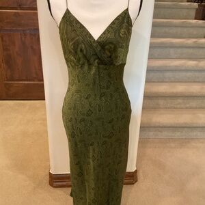 Plenty green cut on bias silky dress